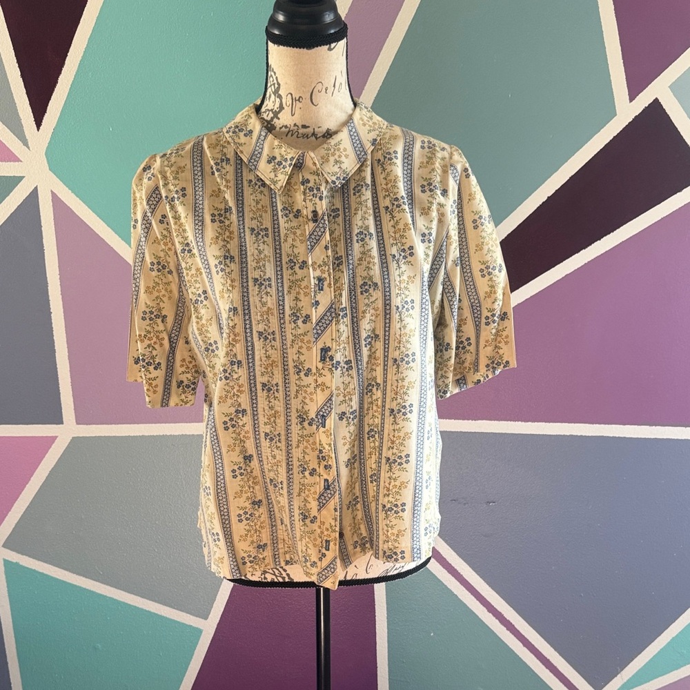 Vintage Floral Striped shirt